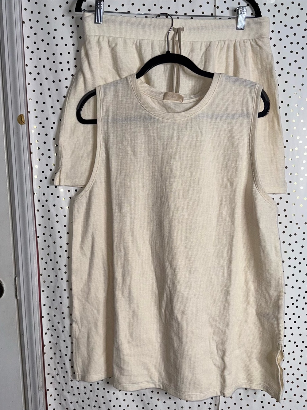 nuuds Cream Sleeveless Tank Top and bottom set